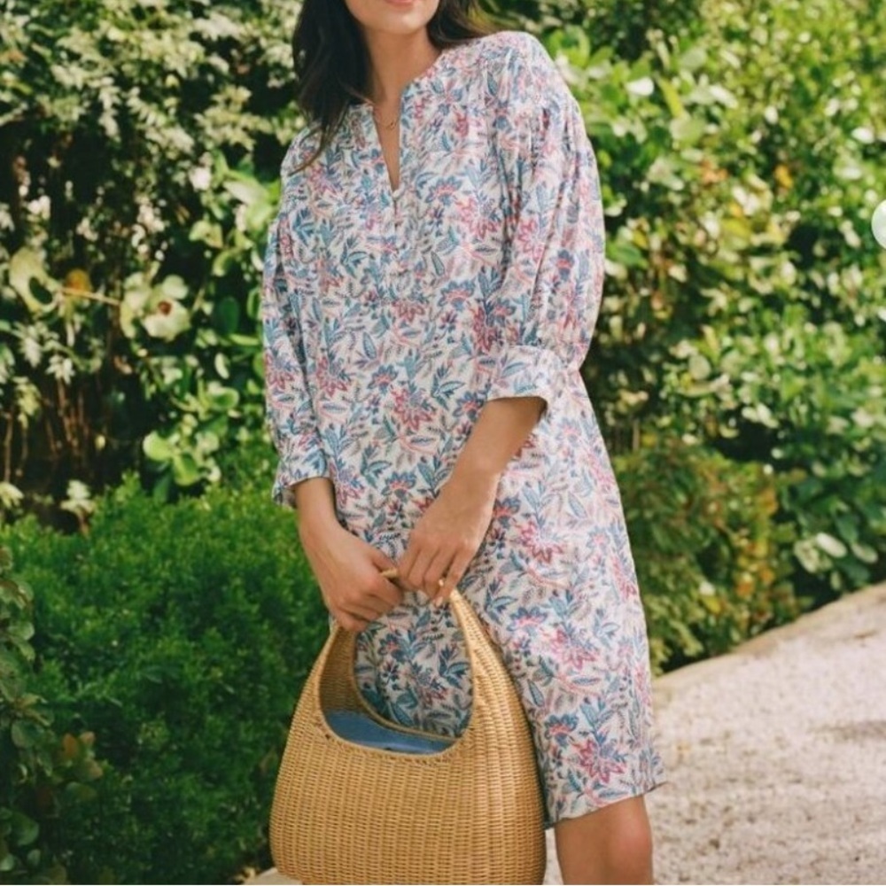 J MCLAUGHLIN PRINTED LONG SLEEVE DRESS!! Linen! Gorgeous! XS